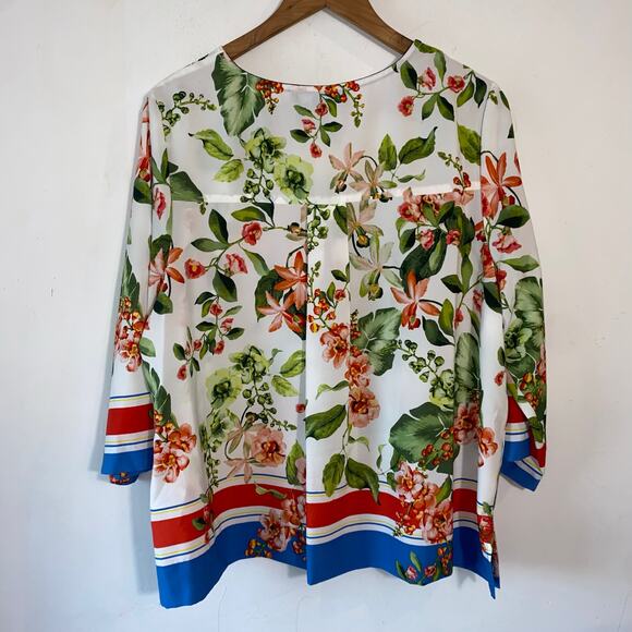 Tommy Hilfiger L Floral Blouse Garden Print Boho Bright Spring Summer Top Resort - Picture 3 of 10